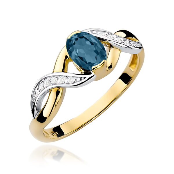 Żółte Złoto Pierścionek z Topazem London Blue 0,50 ct