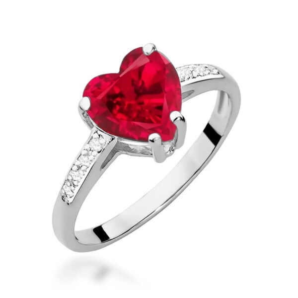 Białe Złoto Pierścionek z Rubinem 1,70 ct