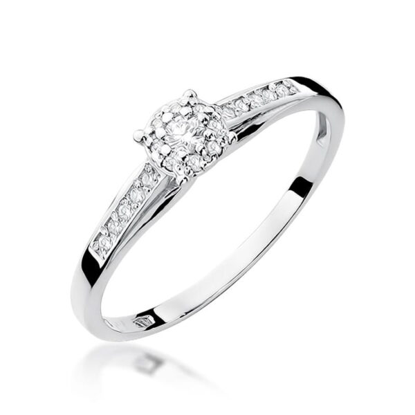 Białe Złoto Pierścionek z Diamentem 0,04 ct