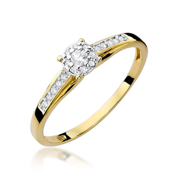 Żółte Złoto Pierścionek z Diamentem 0,04 ct