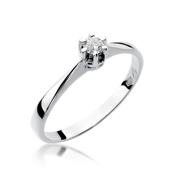 Białe Złoto Pierścionek z Diamentem 0,10 ct