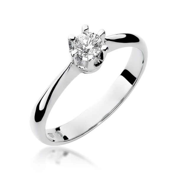 Białe Złoto Pierścionek z Diamentem 0,23 ct