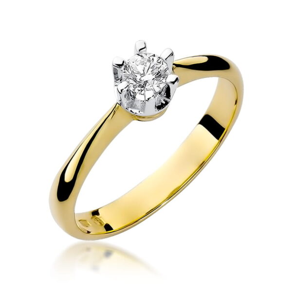 Żółte Złoto Pierścionek z Diamentem 0,23 ct