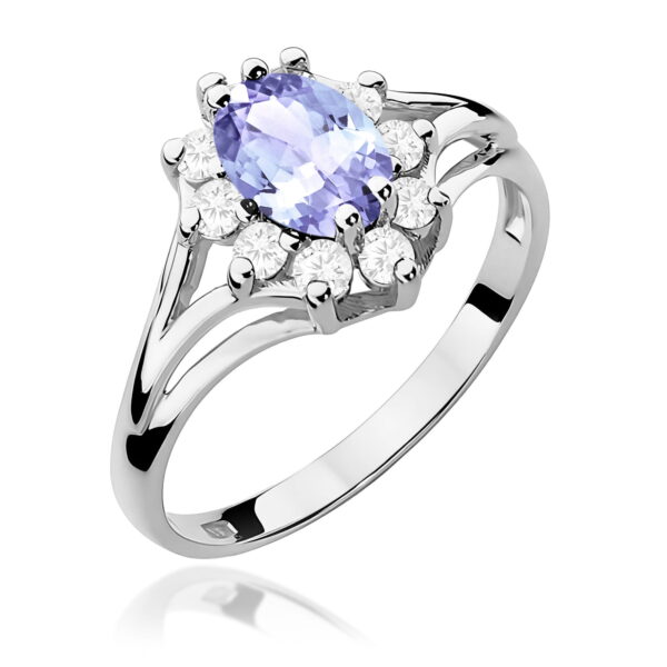 Białe Złoto Pierścionek z Tanzanitem 0,70 ct