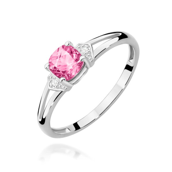 Białe Złoto Pierścionek z Topazem Różowym 0,65 ct