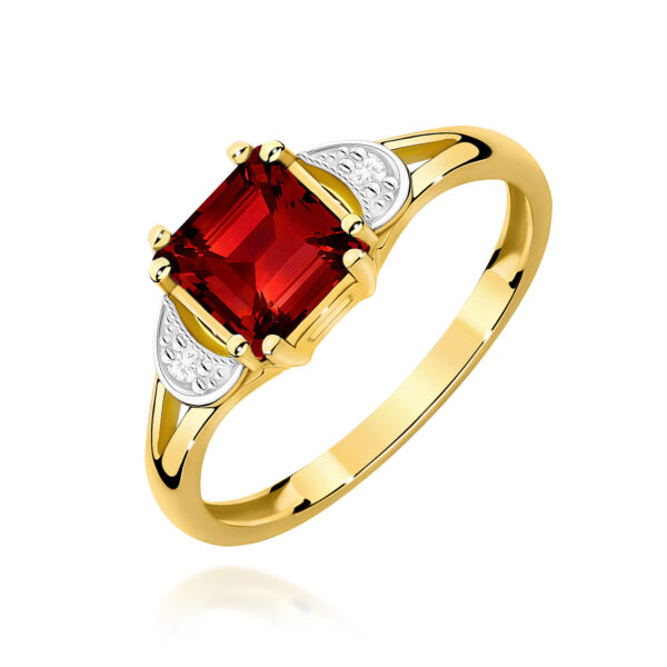 Żółte Złoto Pierścionek z Granatem 1,30 ct