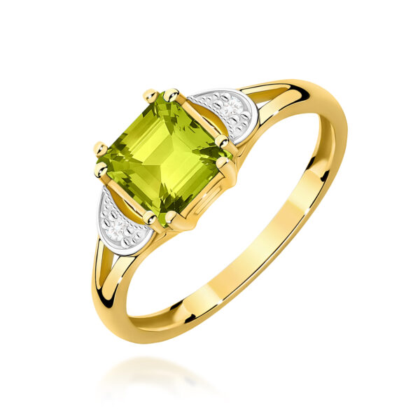 Żółte Złoto Pierścionek z Oliwinem 1,10 ct