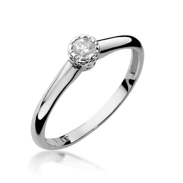 Białe Złoto Pierścionek z Diamentem 0,13 ct