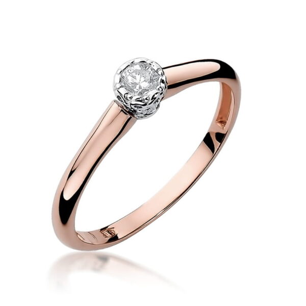 Różowe Złoto Pierścionek z Diamentem 0,13 ct