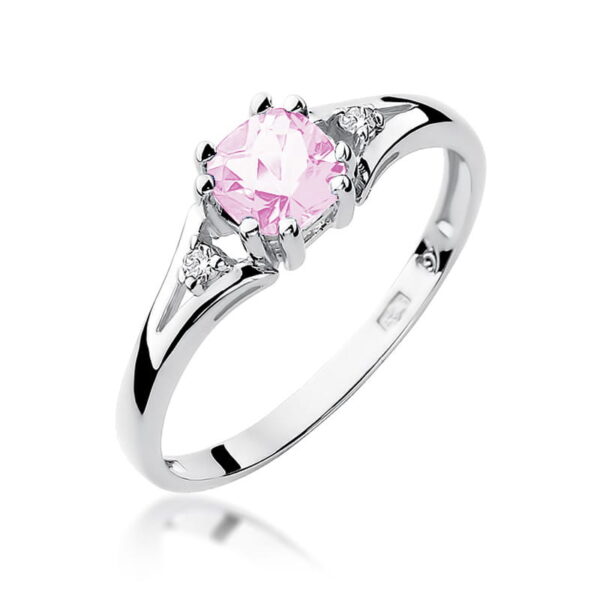 Białe Złoto Pierścionek z Topazem Różowym 0,65 ct