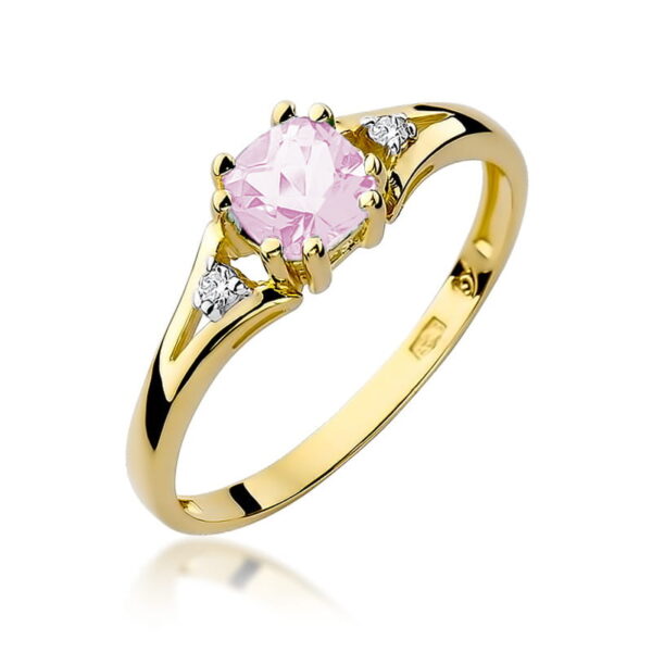 Żółte Złoto Pierścionek z Topazem Różowym 0,65 ct