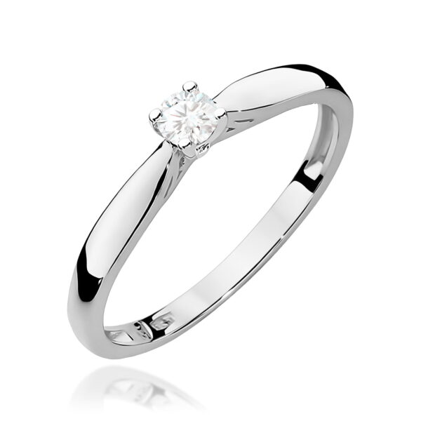 Białe Złoto Pierścionek z Diamentem 0,10 ct