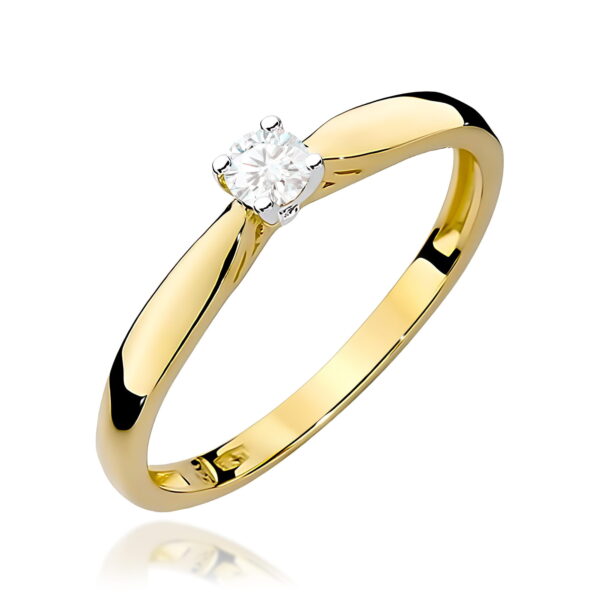 Żółte Złoto Pierścionek z Diamentem 0,10 ct