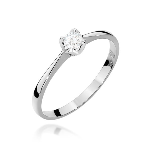 Białe Złoto Pierścionek z Diamentem 0,10 ct