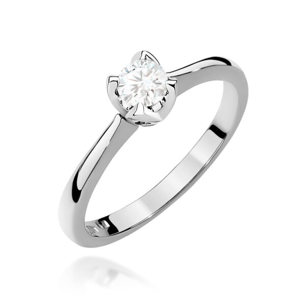 Białe Złoto Pierścionek z Diamentem 0,30 ct