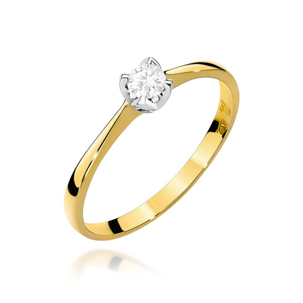 Żółte Złoto Pierścionek z Diamentem 0,10 ct