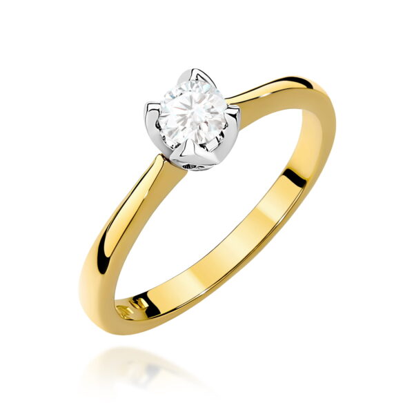 Żółte Złoto Pierścionek z Diamentem 0,30 ct