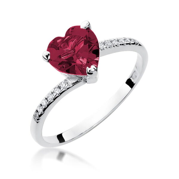 Białe Złoto Pierścionek z Rubinem 1,70 ct
