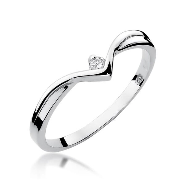 Białe Złoto Pierścionek z Diamentem 0,04 ct