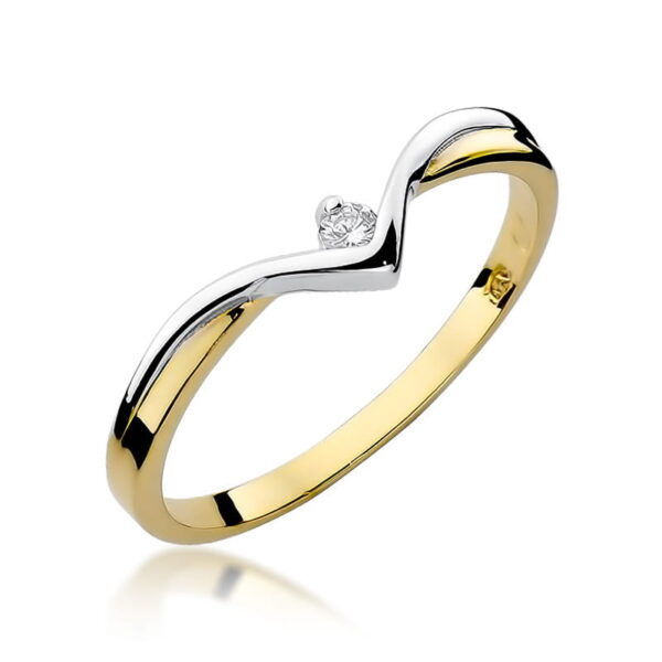 Żółte Złoto Pierścionek z Diamentem 0,04 ct
