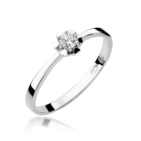 Białe Złoto Pierścionek z Diamentem 0,10 ct