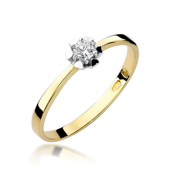 Żółte Złoto Pierścionek z Diamentem 0,10 ct