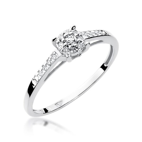 Białe Złoto Pierścionek z Diamentem 0,04 ct