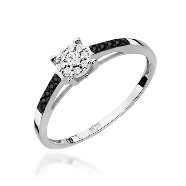 Białe Złoto Pierścionek z Diamentem 0,04 ct