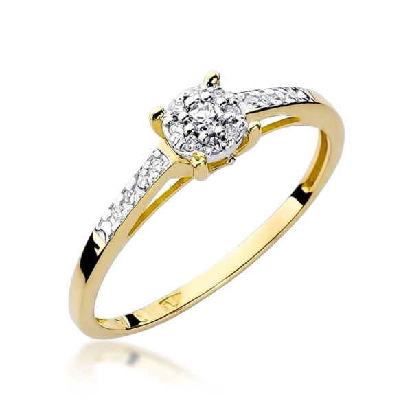 Żółte Złoto Pierścionek z Diamentem 0,04 ct