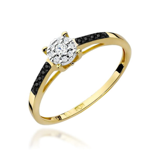 Żółte Złoto Pierścionek z Diamentem 0,04 ct