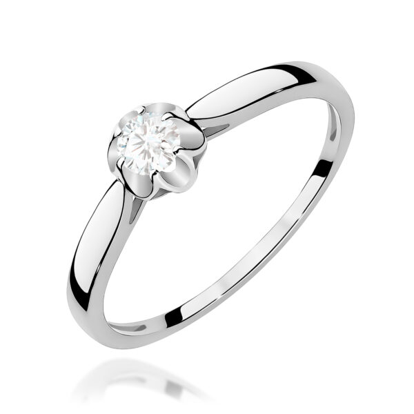 Białe Złoto Pierścionek z Diamentem 0,15 ct