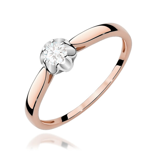 Różowe Złoto Pierścionek z Diamentem 0,15 ct