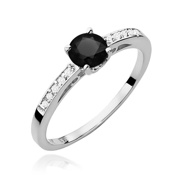 Białe Złoto Pierścionek z Czarnym Diamentem 0,50 ct