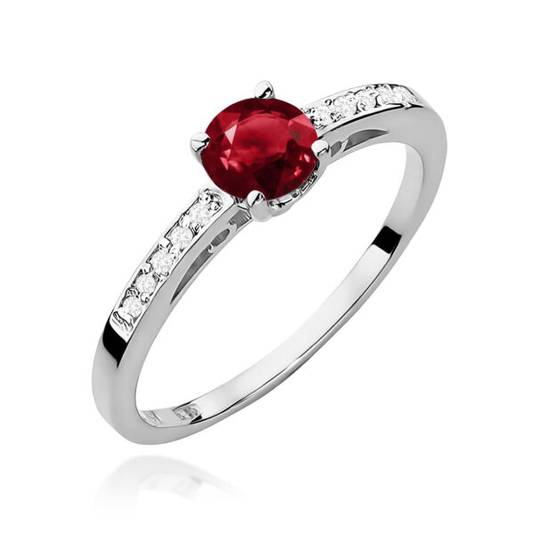 Białe Złoto Pierścionek z Granatem 0,60 ct