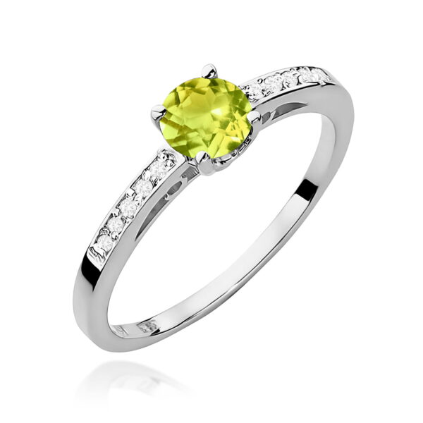 Białe Złoto Pierścionek z Oliwinem 0,60 ct