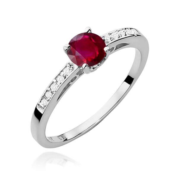 Białe Złoto Pierścionek z Rubinem 0,60 ct