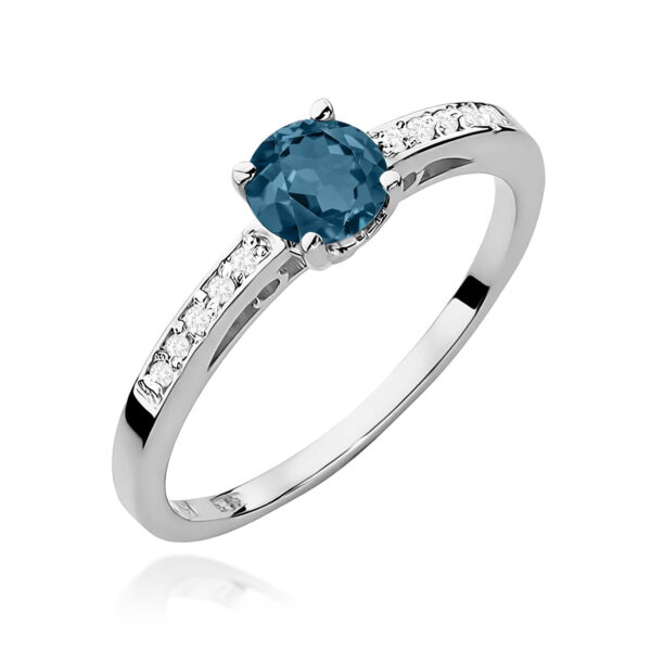 Białe Złoto Pierścionek z Topazem London Blue 0,50 ct