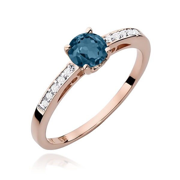 Różowe Złoto Pierścionek z Topazem London Blue 0,50 ct