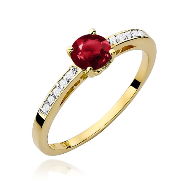 Żółte Złoto Pierścionek z Granatem 0,60 ct