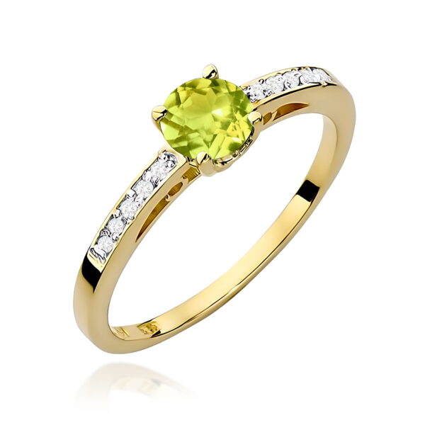 Żółte Złoto Pierścionek z Oliwinem 0,60 ct