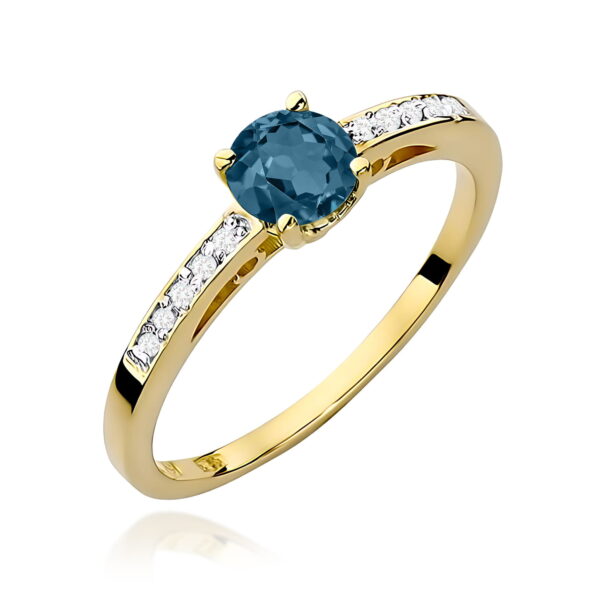 Żółte Złoto Pierścionek z Topazem London Blue 0,50 ct