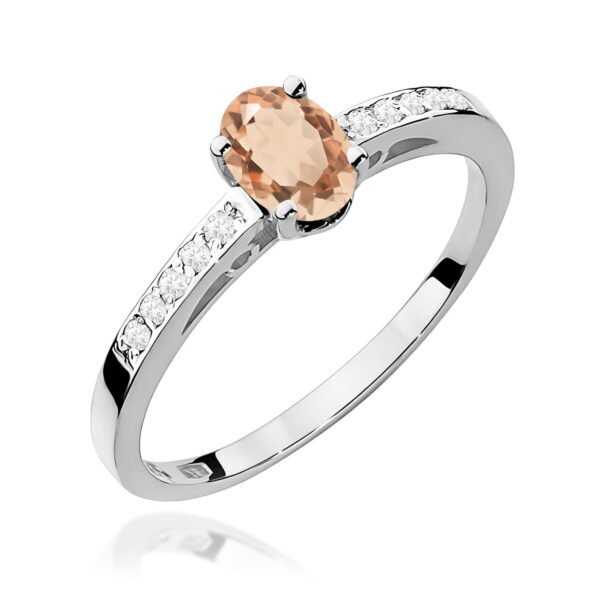 Białe Złoto Pierścionek z Morganitem 0,40 ct
