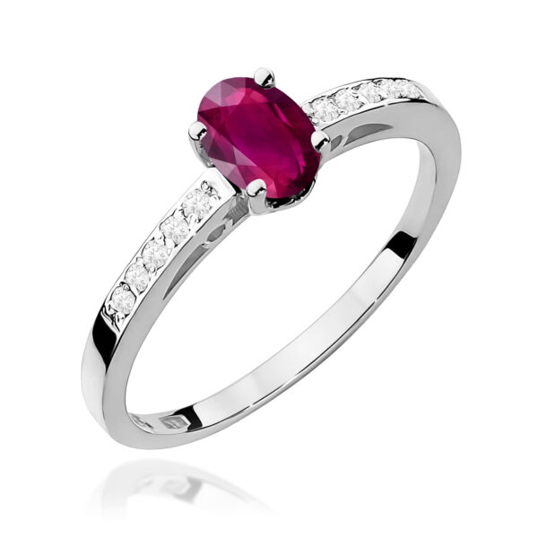 Białe Złoto Pierścionek z Rodolitem 0,50 ct