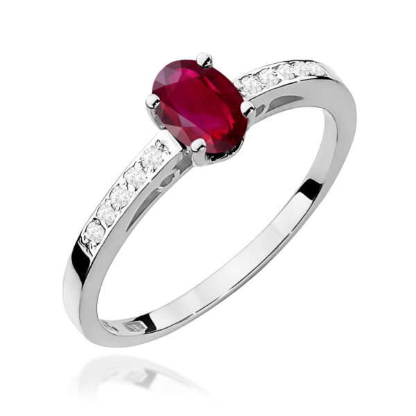 Białe Złoto Pierścionek z Rubinem 0,60 ct