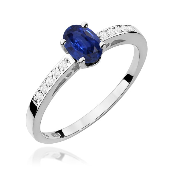 Białe Złoto Pierścionek z Szafirem 0,70 ct