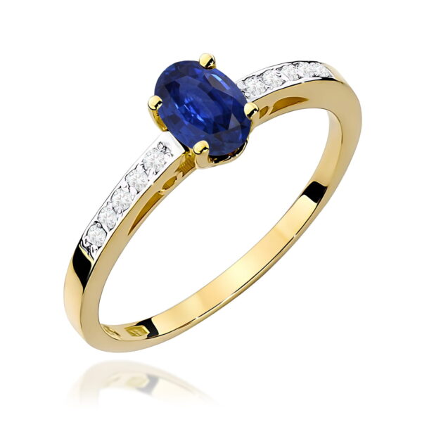 Żółte Złoto Pierścionek z Szafirem 0,70 ct