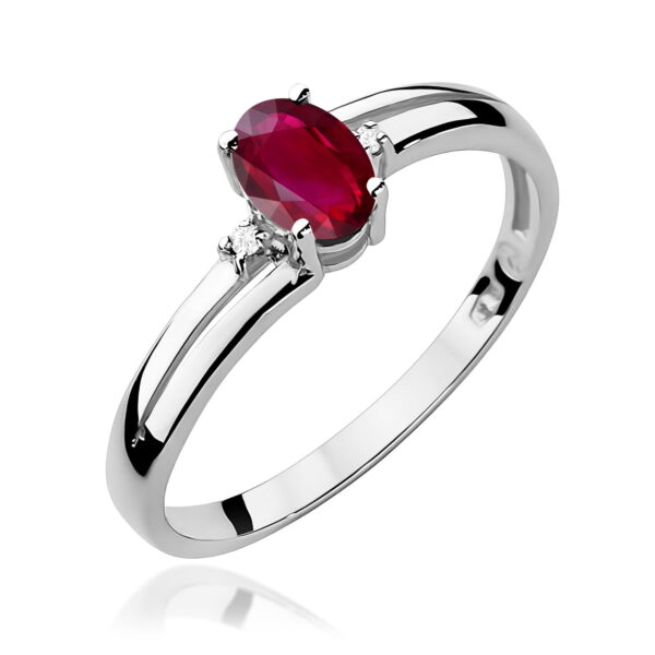 Białe Złoto Pierścionek z Rubinem 0,60 ct