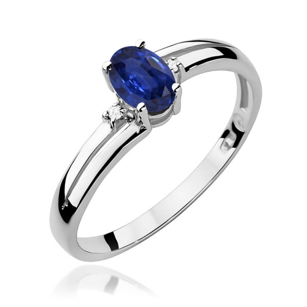 Białe Złoto Pierścionek z Szafirem 0,70 ct
