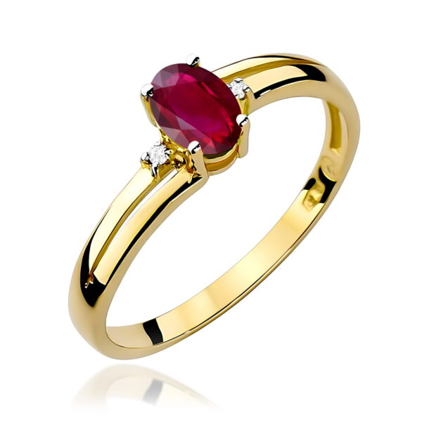 Żółte Złoto Pierścionek z Rubinem 0,60 ct