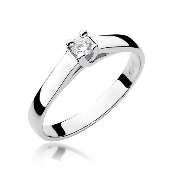 Białe Złoto Pierścionek z Diamentem 0,10 ct